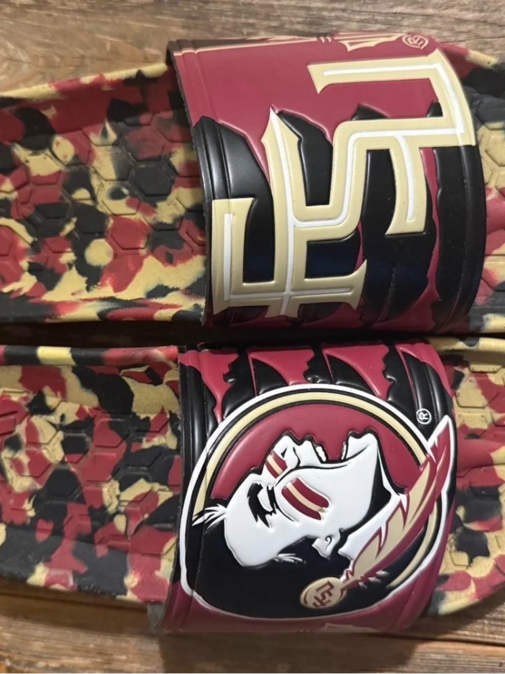 Florida State Slide Sandals in Garnet, Black & Gold